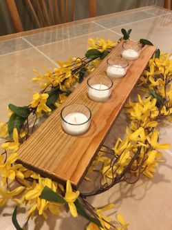 Wooden Glass Votive Candle Holder Farmhouse Country Rustic Table Centerpiece