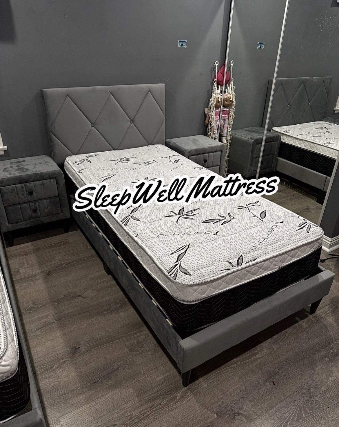 Twin Size Bed Frame With Pillow Top Mattress Included