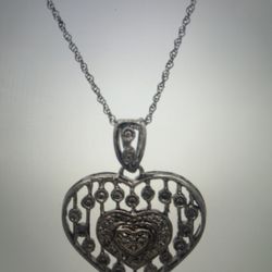 14K WG Heart Pendant and Chain