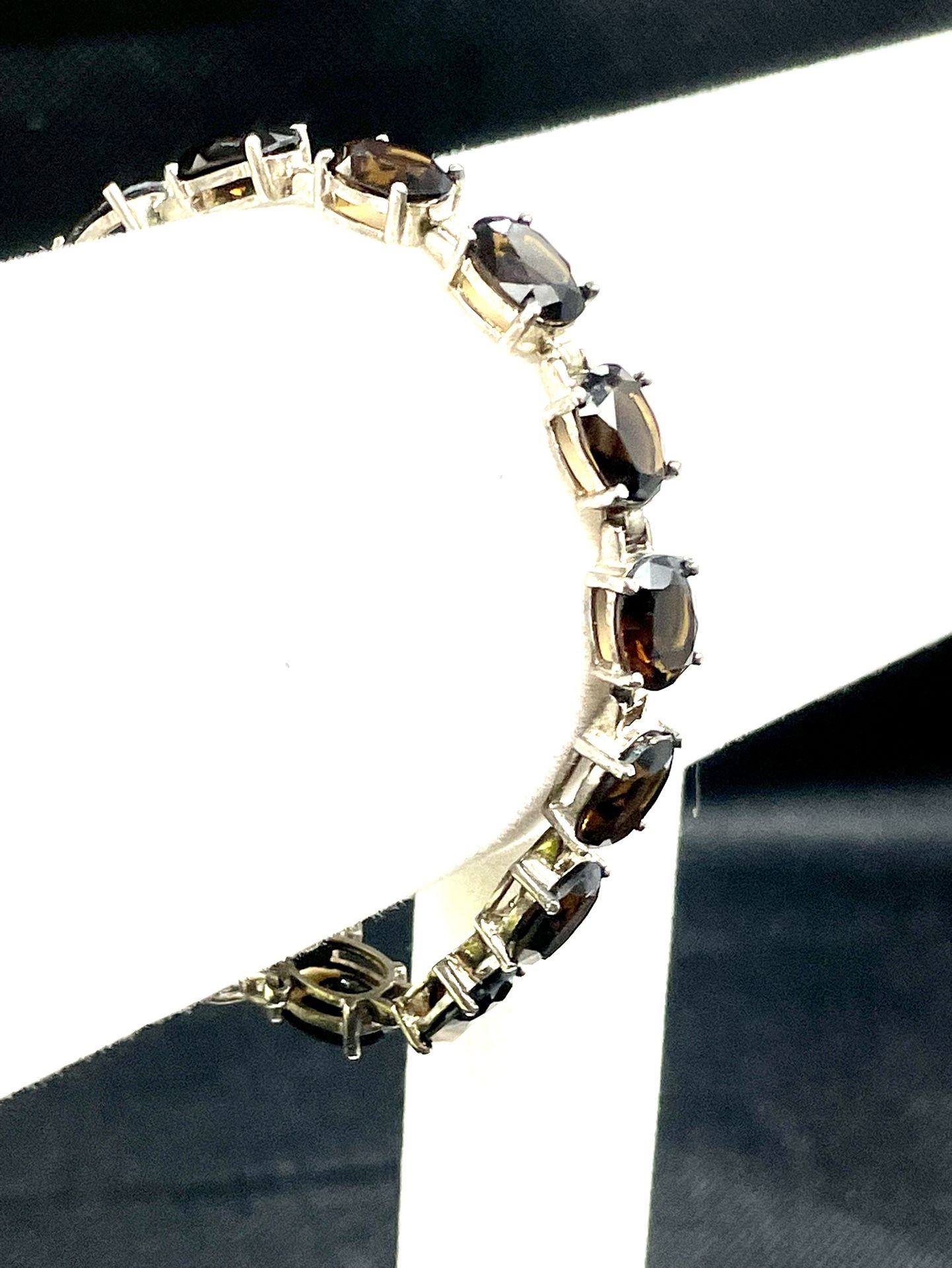 Sterling Smokey Quartz Tennis Bracelet 