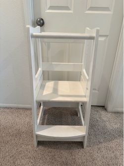 White Toddler step stool  wooden