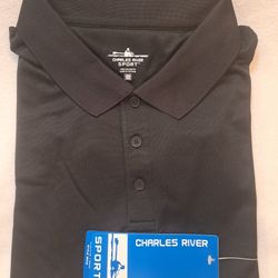 Charles River Sport Men’s Black Polo Shirt Size XXL Short Sleeve- New with tags