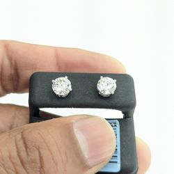 14kt Real White Gold Lab Grown Diamond Stud Earring