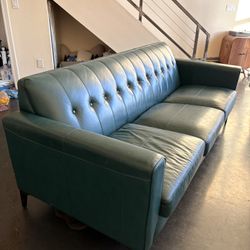 Green Leather Couch 