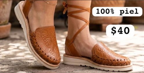 Leather Sandals, Closed Toe, Lace-Up Huarache
