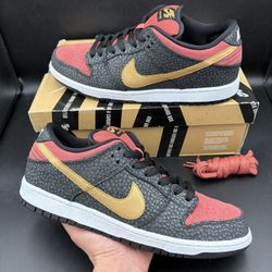 Size 10.5 - Nike SB Dunk Low Premium Walk Of Fame Black Red Gold 2013