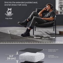 Set Of 2 Accent Chair, Metal Framed Armchair, Synthetic Leather with Stitching, Mid-Century Modern, Sling Chair for Living, Bedroom, Reading Room, 