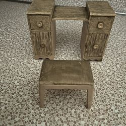 Vintage Doll House Vanity and Seat 