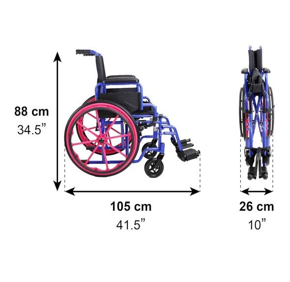PEPE Mobility - Kids Wheelchair Self Propelled, Pediatric for Children, Foldable, Travel or Transit