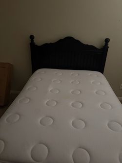 Guest Bed Full Mattress Frame Box Wood Black Used