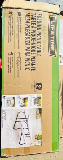 Lifetime 72 in. Bronze Sand Rectangle Steel Frame Picnic Table in Storm Dust Rough Cut Color, Folding