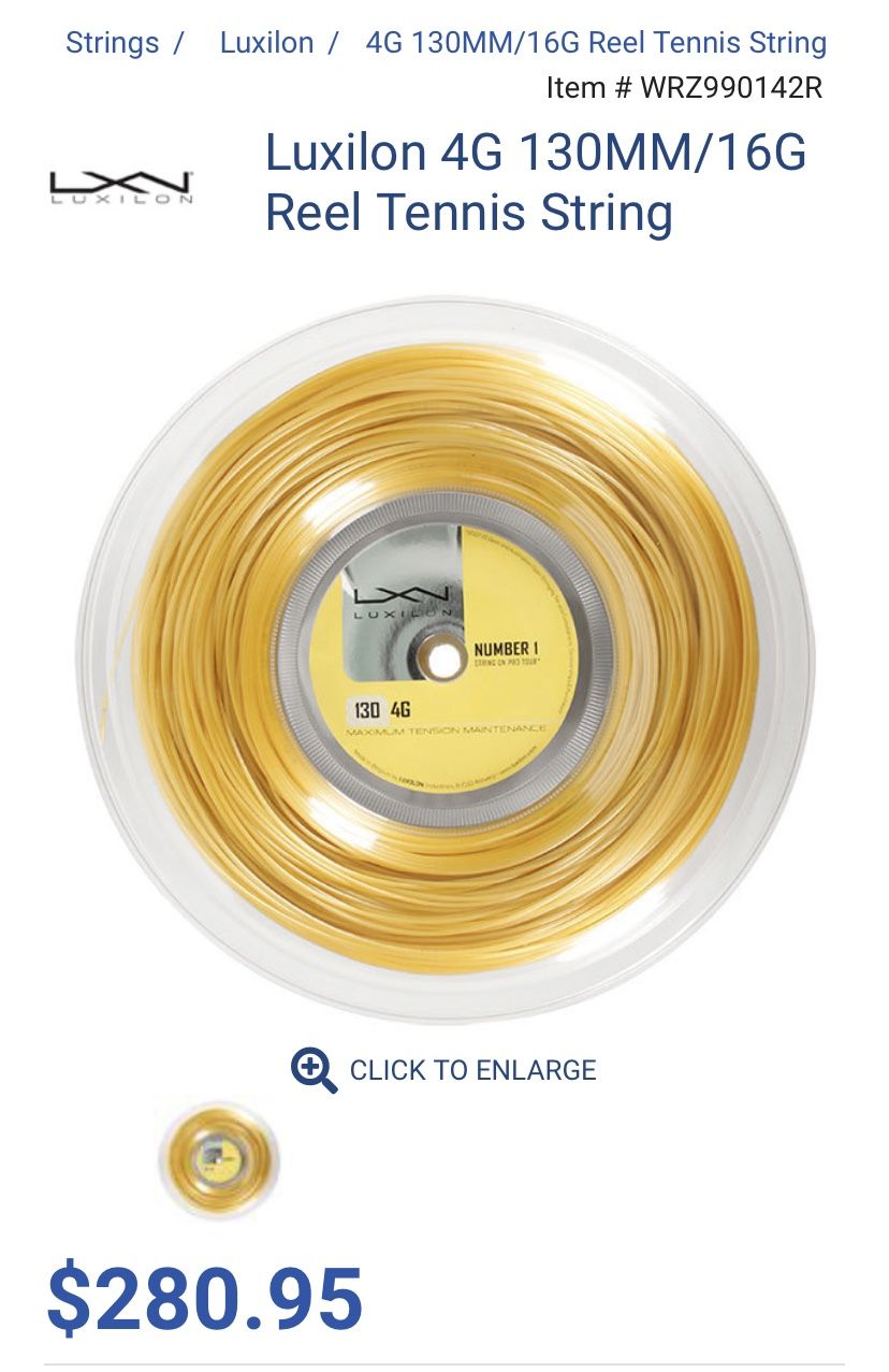 Luxilon 4G 130 Gold Tennis String (Reel)