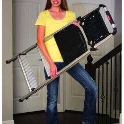 Rubbermaid 3-Step Ladder, Aluminum Lightweight Folding Step Ladder with Project Tray, Silver, Tested