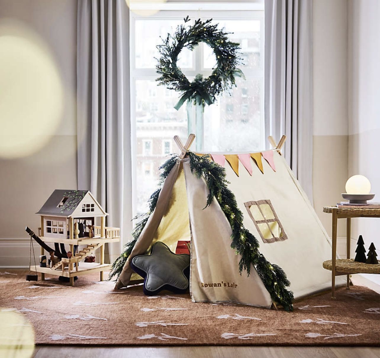 Beige Collapsible Kids Canvas Play Tent- Crate&Kids