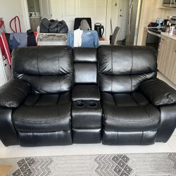 Leather Love Seat Recliner With USB