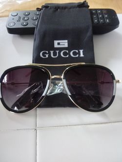 Gucci Sunglasses... Black With Gold Rims.. Limited Edition