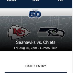 Seahawks Vs. Chiefs- 2 Tickets 