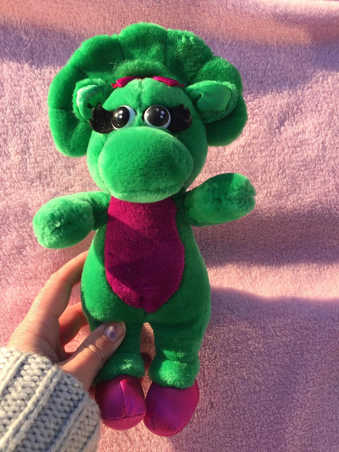 Vintage Baby Bop 7 in. Barney Plush 1992 The Lyons Group Dinosaur Stuffed Animal