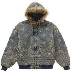 Supreme Bandana Jacquard Blue Denim Hooded Work Jacket