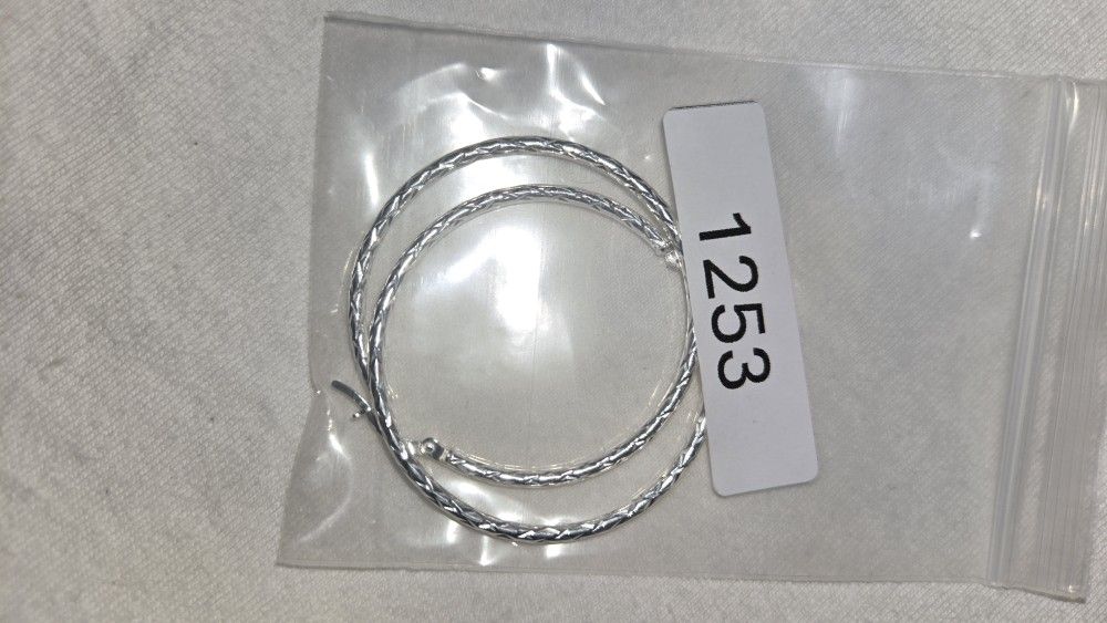 925 stamped sterling silver hoop Twisted Textured 1.75" medium size hoop earrings