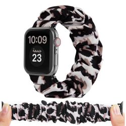 Apple Watch Band Women Scrunchie Wristband 42mm Small Leopard Watch Band