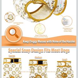 Washable Female Dog Diapers (3 Pack) - Doggie Reusable Small Medium Large Dog Diapers for Doggy Puppy Female in Period - Highly Absorbent Dog Heat Pan