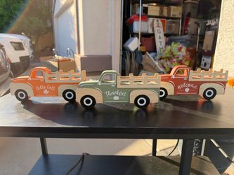 Fall Harvest Wooden Truck Decor Set of 3