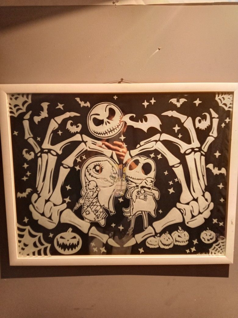 Hand Etched Nightmare Before Christmas Mirror