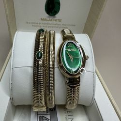 Anne Klein New York Ladies Malachite Bracelet And Watch Set