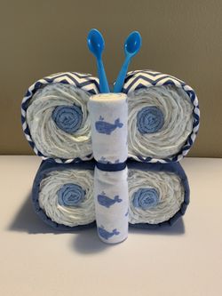 Butterfly Diaper Cake - Blue