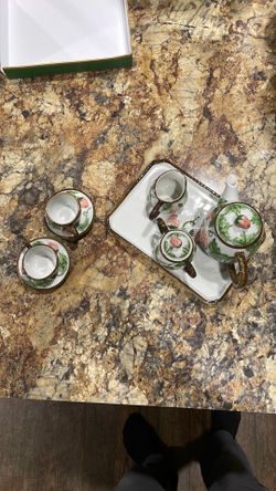 Strawberry miniature tea set.