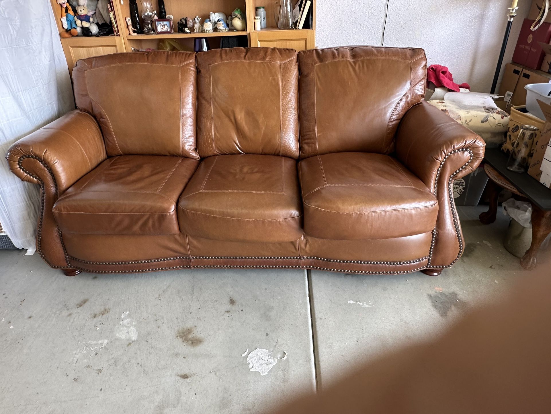 Leather Sofa & Ottoman