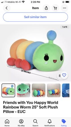 Friends With You Happy World Rainbow Worm Stuffed Animal Plushie