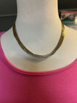 GORGEOUS GOLD VINTAGE NATIVE AMERICAN NAVAJO 20 STRAND STERLING SILVER HEISHI NECKLACE