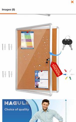 36x24 Inch Enclosed Cork Bulletin Board Lockable Shatter Resistant Display Case Aluminium Frame for Office School