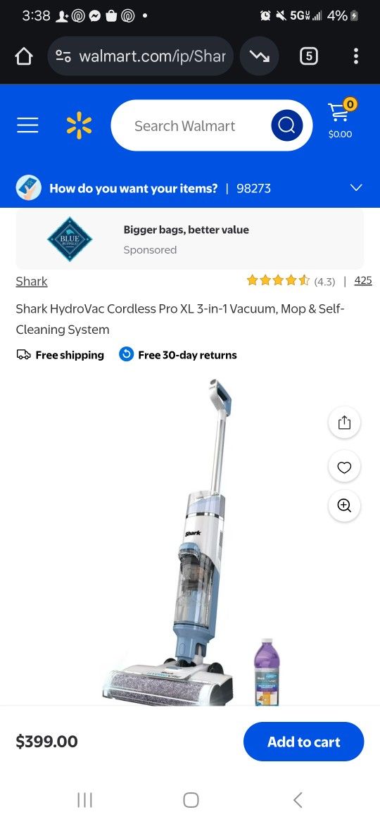 Shark Hydrovac Cordless Pro XL 3 In 1 Vacuum Mop And Self Cleaning System Brand New