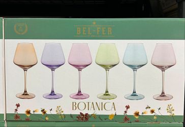 Botanica 6 Piece - 16 oz Pastel Color Stem Wine Glasses