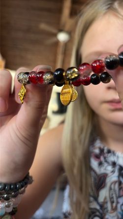 Beaded Bracelet with Gold Charms