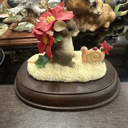 Vintage Fits And Floyd Charming Tails Happy Holiday Bouquet Mouse W Poinsettia 
