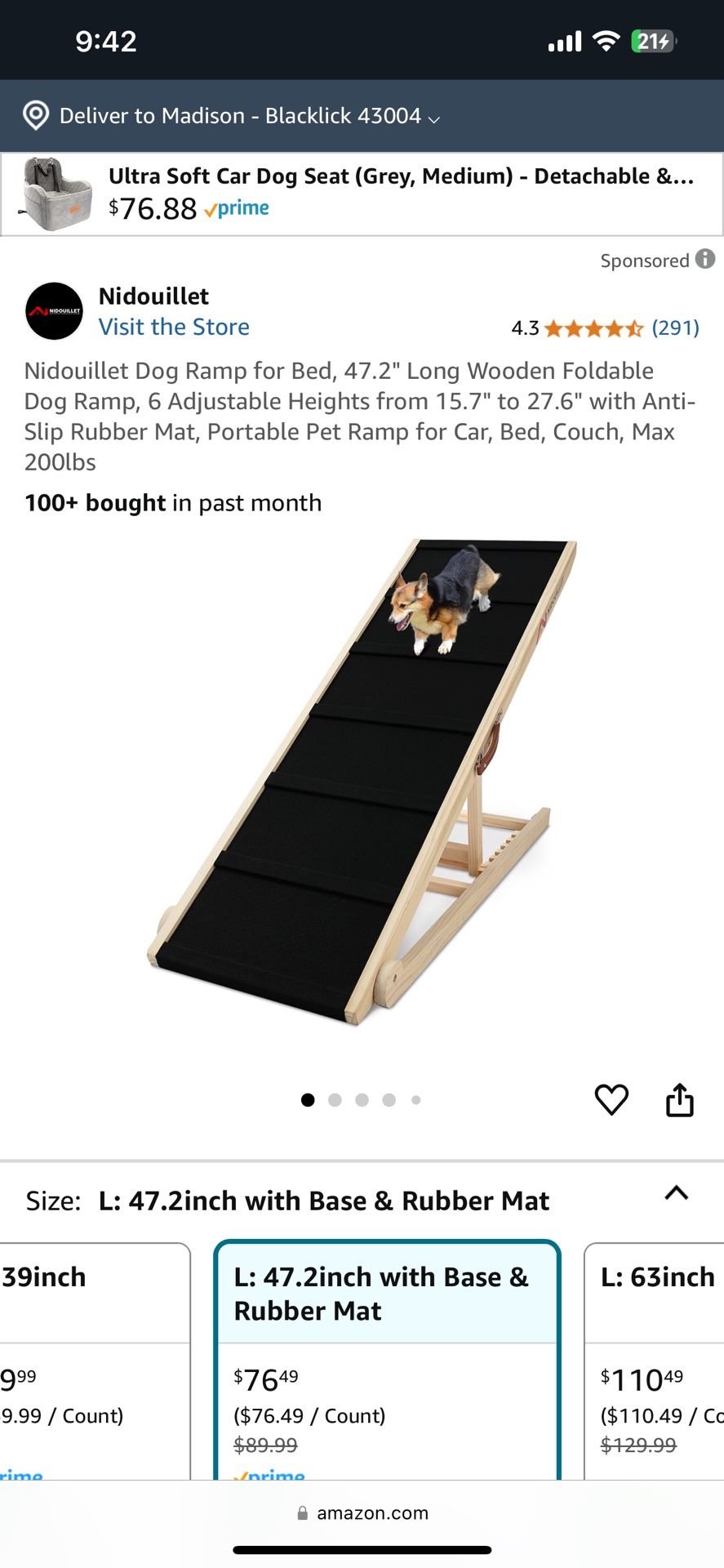 NEW Nidouillet Dog Ramp for Bed