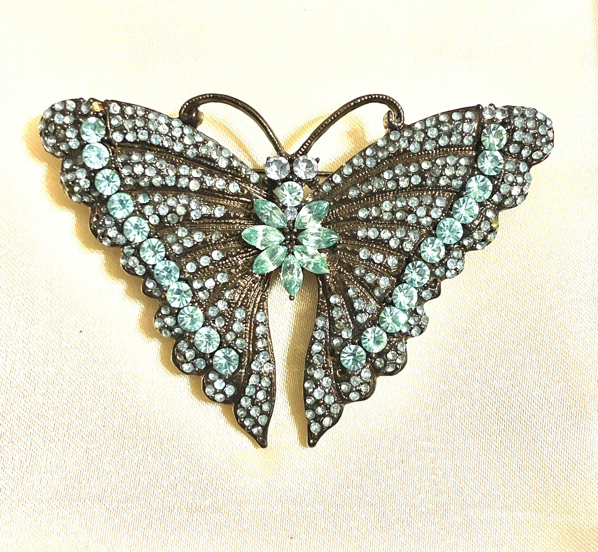 Vintage Butterfly Rhinestone Brooch