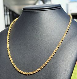 Jewelry 10k hollow yellow gold Rope necklace chain 22.50" 5.00mm w lobster lock