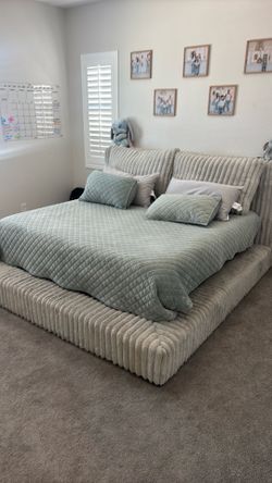 King bed with mattress frame