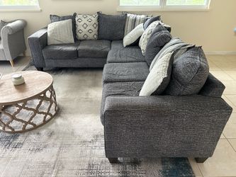 Stonewash Charcoal Two Piece Sectional Couch