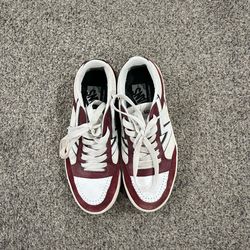 Vans Lowland ComfyCush Burgundy White Sneakers Womens 8 Mens 6.5 Shoes