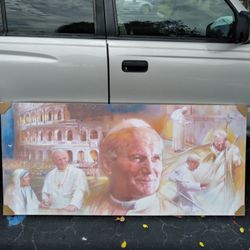 Pope Print On Canvas 65 X 30 (Includes Mother Teresa)