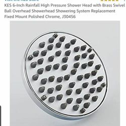 KES 6" Rainfall High Pressure Shower Head / Polished Chrome