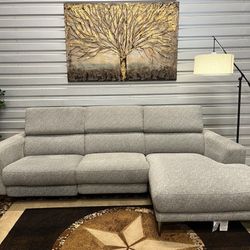 2-Piece Reclining Grey Sectional - USB - Living Spaces
