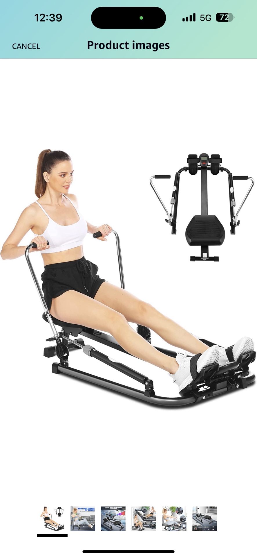 Rowing Machine, Full Motion Hydraulic Rower Foldable with 12 Level Adjustable Resistance and LCD Monitor, Home Gym Exercise Equipment for Full Body Wo