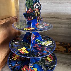 Marvel Super Hero Birthday Cupcake Stand, Cake Topper, Backdrop 